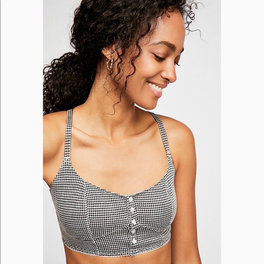 FREE PEOPLE Delilah Gingham Soft Bra Bralette Top - Picture 4 of 8